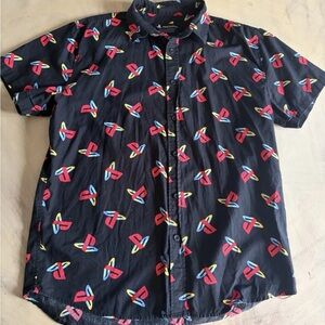 PlayStation Shirt Mens Black All Over Print Logo Gaming System Shirt Size Large